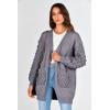 imagePRETTYGARDEN Womens Cardigan Sweaters Fall Clothes Open Front Cable Knit Oversized Winter Coats OuterwearGrey
