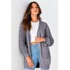 imagePRETTYGARDEN Womens Cardigan Sweaters Fall Clothes Open Front Cable Knit Oversized Winter Coats OuterwearGrey