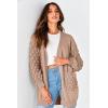 imagePRETTYGARDEN Womens Cardigan Sweaters Fall Clothes Open Front Cable Knit Oversized Winter Coats OuterwearKhaki