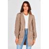 imagePRETTYGARDEN Womens Cardigan Sweaters Fall Clothes Open Front Cable Knit Oversized Winter Coats OuterwearKhaki