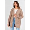imagePRETTYGARDEN Womens Cardigan Sweaters Fall Clothes Open Front Cable Knit Oversized Winter Coats OuterwearKhaki
