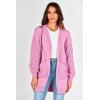 imagePRETTYGARDEN Womens Cardigan Sweaters Fall Clothes Open Front Cable Knit Oversized Winter Coats OuterwearRose Pink