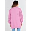 imagePRETTYGARDEN Womens Cardigan Sweaters Fall Clothes Open Front Cable Knit Oversized Winter Coats OuterwearRose Pink