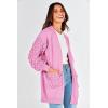 imagePRETTYGARDEN Womens Cardigan Sweaters Fall Clothes Open Front Cable Knit Oversized Winter Coats OuterwearRose Pink