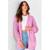 imagePRETTYGARDEN Womens Cardigan Sweaters Fall Clothes Open Front Cable Knit Oversized Winter Coats OuterwearRose Pink