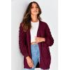 imagePRETTYGARDEN Womens Cardigan Sweaters Fall Clothes Open Front Cable Knit Oversized Winter Coats OuterwearWine Red
