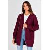 imagePRETTYGARDEN Womens Cardigan Sweaters Fall Clothes Open Front Cable Knit Oversized Winter Coats OuterwearWine Red