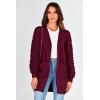 imagePRETTYGARDEN Womens Cardigan Sweaters Fall Clothes Open Front Cable Knit Oversized Winter Coats OuterwearWine Red