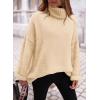 imagePRETTYGARDEN Womens Knit Oversized Sweater Fall Fashion 2024 Casual Long Sleeve Turtleneck Loose Chunky Pullover TopsBeige