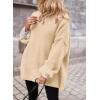imagePRETTYGARDEN Womens Knit Oversized Sweater Fall Fashion 2024 Casual Long Sleeve Turtleneck Loose Chunky Pullover TopsBeige