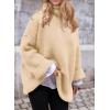 imagePRETTYGARDEN Womens Knit Oversized Sweater Fall Fashion 2024 Casual Long Sleeve Turtleneck Loose Chunky Pullover TopsBeige