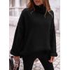 imagePRETTYGARDEN Womens Knit Oversized Sweater Fall Fashion 2024 Casual Long Sleeve Turtleneck Loose Chunky Pullover TopsBlack