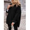 imagePRETTYGARDEN Womens Knit Oversized Sweater Fall Fashion 2024 Casual Long Sleeve Turtleneck Loose Chunky Pullover TopsBlack