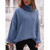 imagePRETTYGARDEN Womens Knit Oversized Sweater Fall Fashion 2024 Casual Long Sleeve Turtleneck Loose Chunky Pullover TopsBlue