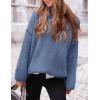 imagePRETTYGARDEN Womens Knit Oversized Sweater Fall Fashion 2024 Casual Long Sleeve Turtleneck Loose Chunky Pullover TopsBlue