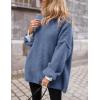 imagePRETTYGARDEN Womens Knit Oversized Sweater Fall Fashion 2024 Casual Long Sleeve Turtleneck Loose Chunky Pullover TopsBlue