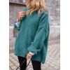 imagePRETTYGARDEN Womens Knit Oversized Sweater Fall Fashion 2024 Casual Long Sleeve Turtleneck Loose Chunky Pullover TopsBlue Green