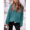 imagePRETTYGARDEN Womens Knit Oversized Sweater Fall Fashion 2024 Casual Long Sleeve Turtleneck Loose Chunky Pullover TopsBlue Green