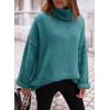imagePRETTYGARDEN Womens Knit Oversized Sweater Fall Fashion 2024 Casual Long Sleeve Turtleneck Loose Chunky Pullover TopsBlue Green