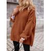 imagePRETTYGARDEN Womens Knit Oversized Sweater Fall Fashion 2024 Casual Long Sleeve Turtleneck Loose Chunky Pullover TopsBrick Red