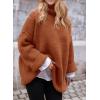 imagePRETTYGARDEN Womens Knit Oversized Sweater Fall Fashion 2024 Casual Long Sleeve Turtleneck Loose Chunky Pullover TopsBrick Red