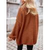 imagePRETTYGARDEN Womens Knit Oversized Sweater Fall Fashion 2024 Casual Long Sleeve Turtleneck Loose Chunky Pullover TopsBrick Red