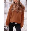 imagePRETTYGARDEN Womens Knit Oversized Sweater Fall Fashion 2024 Casual Long Sleeve Turtleneck Loose Chunky Pullover TopsBrick Red