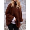 imagePRETTYGARDEN Womens Knit Oversized Sweater Fall Fashion 2024 Casual Long Sleeve Turtleneck Loose Chunky Pullover TopsDark Coffee