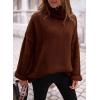 imagePRETTYGARDEN Womens Knit Oversized Sweater Fall Fashion 2024 Casual Long Sleeve Turtleneck Loose Chunky Pullover TopsDark Coffee