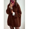 imagePRETTYGARDEN Womens Knit Oversized Sweater Fall Fashion 2024 Casual Long Sleeve Turtleneck Loose Chunky Pullover TopsDark Coffee
