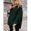 imagePRETTYGARDEN Womens Knit Oversized Sweater Fall Fashion 2024 Casual Long Sleeve Turtleneck Loose Chunky Pullover TopsDark Green
