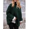 imagePRETTYGARDEN Womens Knit Oversized Sweater Fall Fashion 2024 Casual Long Sleeve Turtleneck Loose Chunky Pullover TopsDark Green
