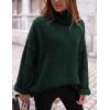 imagePRETTYGARDEN Womens Knit Oversized Sweater Fall Fashion 2024 Casual Long Sleeve Turtleneck Loose Chunky Pullover TopsDark Green