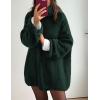 imagePRETTYGARDEN Womens Knit Oversized Sweater Fall Fashion 2024 Casual Long Sleeve Turtleneck Loose Chunky Pullover TopsDark Green