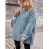 imagePRETTYGARDEN Womens Knit Oversized Sweater Fall Fashion 2024 Casual Long Sleeve Turtleneck Loose Chunky Pullover TopsLight Blue