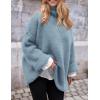 imagePRETTYGARDEN Womens Knit Oversized Sweater Fall Fashion 2024 Casual Long Sleeve Turtleneck Loose Chunky Pullover TopsLight Blue