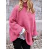 imagePRETTYGARDEN Womens Knit Oversized Sweater Fall Fashion 2024 Casual Long Sleeve Turtleneck Loose Chunky Pullover TopsPink