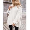 imagePRETTYGARDEN Womens Knit Oversized Sweater Fall Fashion 2024 Casual Long Sleeve Turtleneck Loose Chunky Pullover TopsWhite
