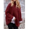 imagePRETTYGARDEN Womens Knit Oversized Sweater Fall Fashion 2024 Casual Long Sleeve Turtleneck Loose Chunky Pullover TopsWine Red