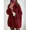 imagePRETTYGARDEN Womens Knit Oversized Sweater Fall Fashion 2024 Casual Long Sleeve Turtleneck Loose Chunky Pullover TopsWine Red