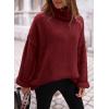 imagePRETTYGARDEN Womens Knit Oversized Sweater Fall Fashion 2024 Casual Long Sleeve Turtleneck Loose Chunky Pullover TopsWine Red