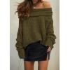 imagePRETTYGARDEN Womens Sweaters Fall Off The Shoulder Long Sleeve Top 2024 Outfits Loose Knitted Winter PulloverArmy Green