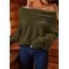 imagePRETTYGARDEN Womens Sweaters Fall Off The Shoulder Long Sleeve Top 2024 Outfits Loose Knitted Winter PulloverArmy Green