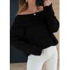 imagePRETTYGARDEN Womens Sweaters Fall Off The Shoulder Long Sleeve Top 2024 Outfits Loose Knitted Winter PulloverBlack