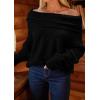 imagePRETTYGARDEN Womens Sweaters Fall Off The Shoulder Long Sleeve Top 2024 Outfits Loose Knitted Winter PulloverBlack