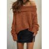 imagePRETTYGARDEN Womens Sweaters Fall Off The Shoulder Long Sleeve Top 2024 Outfits Loose Knitted Winter PulloverBrick Red
