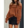 imagePRETTYGARDEN Womens Sweaters Fall Off The Shoulder Long Sleeve Top 2024 Outfits Loose Knitted Winter PulloverBrick Red