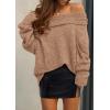 imagePRETTYGARDEN Womens Sweaters Fall Off The Shoulder Long Sleeve Top 2024 Outfits Loose Knitted Winter PulloverCamel
