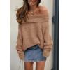 imagePRETTYGARDEN Womens Sweaters Fall Off The Shoulder Long Sleeve Top 2024 Outfits Loose Knitted Winter PulloverCamel