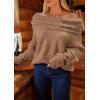 imagePRETTYGARDEN Womens Sweaters Fall Off The Shoulder Long Sleeve Top 2024 Outfits Loose Knitted Winter PulloverCamel